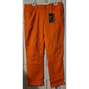 U-51 Pretty Girl Plus Size Orange Ripped Distressed Jeans size 18 - NWT -